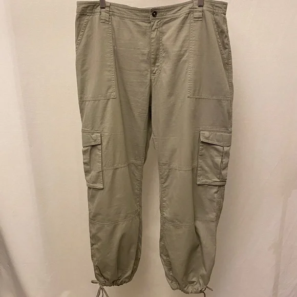 Abercrombie XL Cargo Relaxed Jogger Pants Women’s Tan Beige Cotton Lyocell - Picture 11 of 12